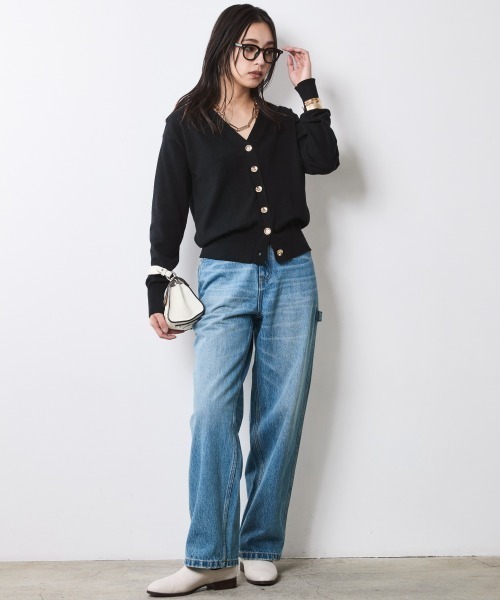 CHIC STYLE（シックスタイル）の「微起毛Vネックニットカーディガン＜大きいサイズ有＞シックスタイル（カーディガン/ボレロ・レディース・ブラック/グレー/ベージュ・M/L/LL/3L/4L/5L）」の20枚目の写真