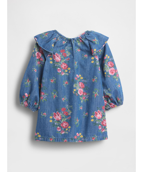 GAP（ギャップ）の「デニム ラッフルフリル ショルダー ワンピース (ベビー)（ワンピース・キッズ・インディゴブルー・60cm/70cm/80ｃｍ/90cm）」の2枚目の写真