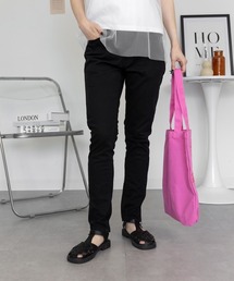 フロントジッパーツイルスキニーパンツ