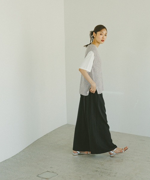 GLOBAL WORK（グローバルワーク）の「シルクライクサス付きワイドパンツ/575215（その他パンツ・レディース・チャコールグレー/ブラック・LARGE/MEDIUM）」の4枚目の写真