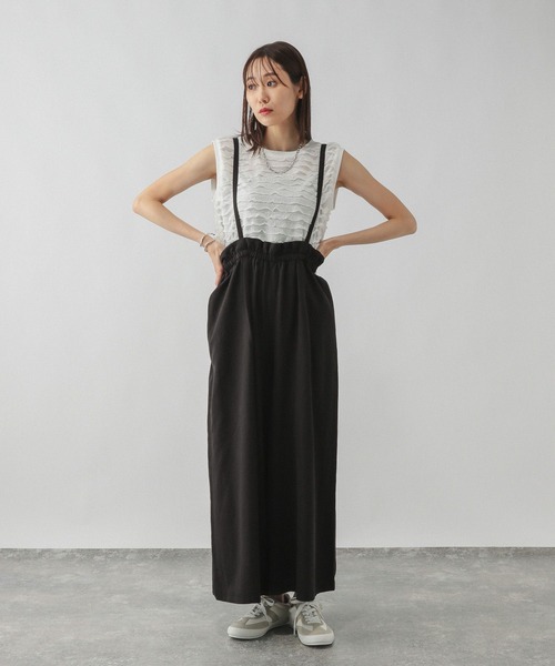 GLOBAL WORK（グローバルワーク）の「シルクライクサス付きワイドパンツ/575215（その他パンツ・レディース・チャコールグレー/ブラック・LARGE/MEDIUM）」の6枚目の写真