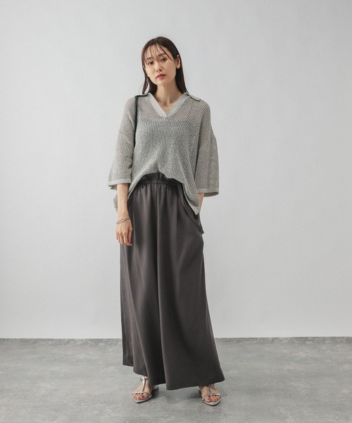 セール】シルクライクサス付きワイドパンツ/575215（その他パンツ