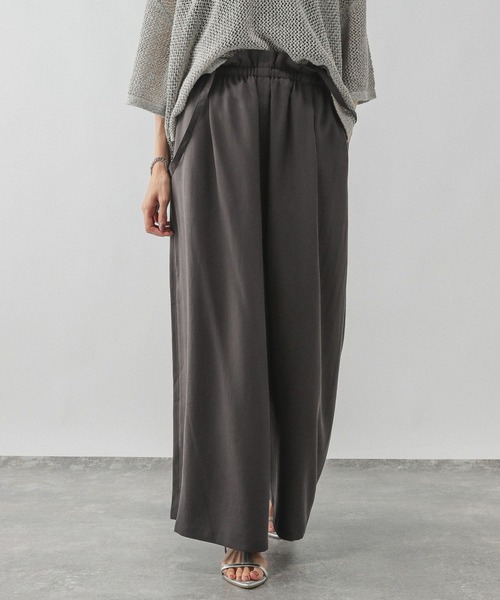 Theory 新品未使用　シルク　ワイドパンツ セール】シルクライクサス付きワイドパンツ/575215（その他パンツ