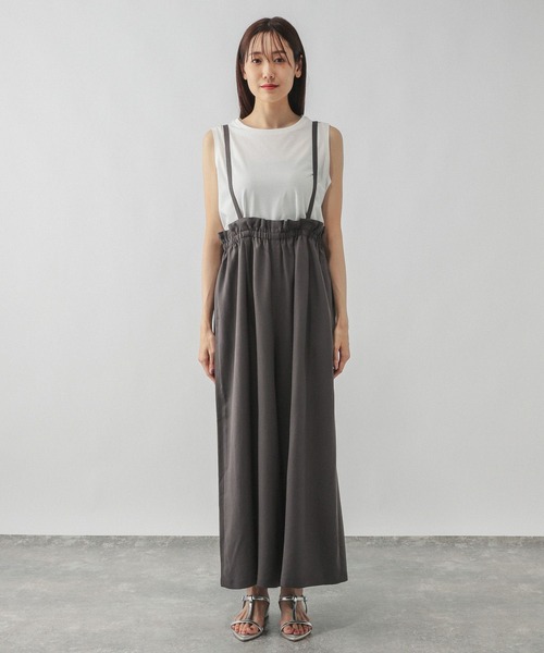 GLOBAL WORK（グローバルワーク）の「シルクライクサス付きワイドパンツ/575215（その他パンツ・レディース・チャコールグレー/ブラック・LARGE/MEDIUM）」の15枚目の写真