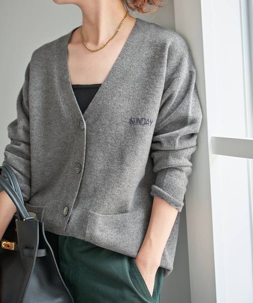 セール】ロゴジャガードVネックカーディガン（カーディガン/ボレロ