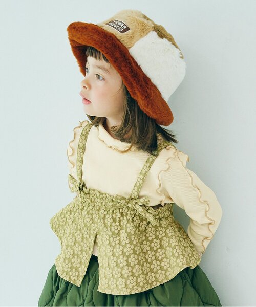 p.premier（ピードットプルミエ）の「【ジュニア対応】花柄ジャガードビスチェリブトップスセット（Tシャツ/カットソー・キッズ・ベージュ/ブラック/グリーン/レッド・80/90/100/110/120/130/140）」の3枚目の写真