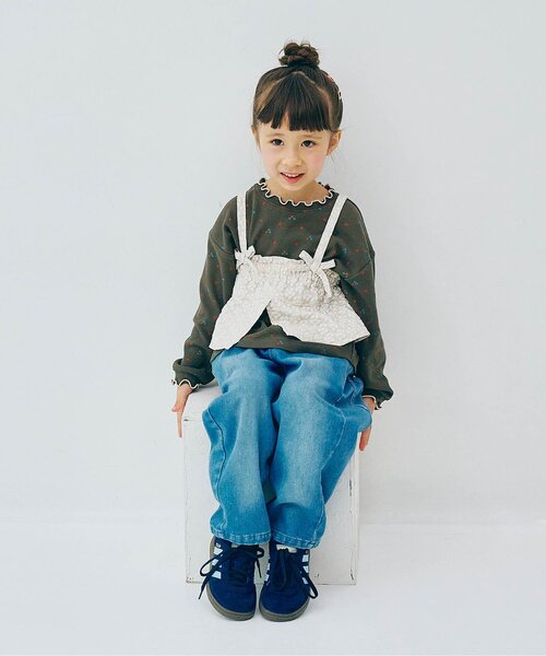 p.premier（ピードットプルミエ）の「【ジュニア対応】花柄ジャガードビスチェリブトップスセット（Tシャツ/カットソー・キッズ・ベージュ/ブラック/グリーン/レッド・80/90/100/110/120/130/140）」の7枚目の写真