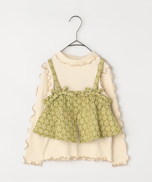 p.premier（ピードットプルミエ）の「【ジュニア対応】花柄ジャガードビスチェリブトップスセット（Tシャツ/カットソー・キッズ・ベージュ/ブラック/グリーン/レッド・80/90/100/110/120/130/140）」の12枚目の写真