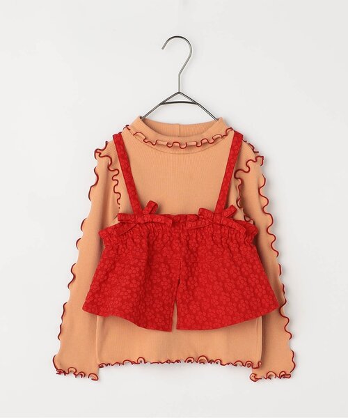 p.premier（ピードットプルミエ）の「【ジュニア対応】花柄ジャガードビスチェリブトップスセット（Tシャツ/カットソー・キッズ・ベージュ/ブラック/グリーン/レッド・80/90/100/110/120/130/140）」の21枚目の写真