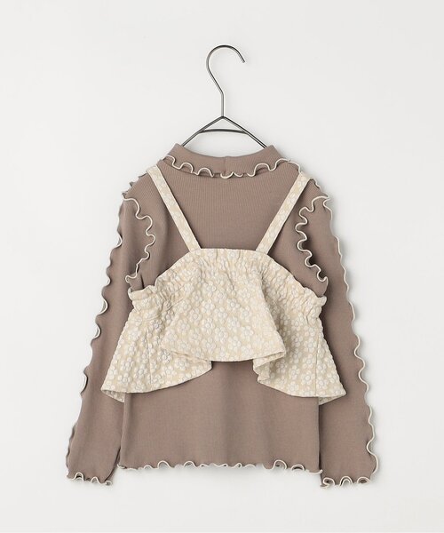 p.premier（ピードットプルミエ）の「【ジュニア対応】花柄ジャガードビスチェリブトップスセット（Tシャツ/カットソー・キッズ・ベージュ/ブラック/グリーン/レッド・80/90/100/110/120/130/140）」の9枚目の写真