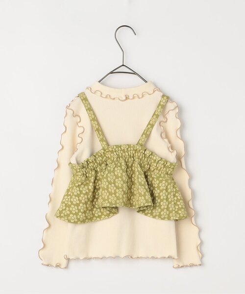 p.premier（ピードットプルミエ）の「【ジュニア対応】花柄ジャガードビスチェリブトップスセット（Tシャツ/カットソー・キッズ・ベージュ/ブラック/グリーン/レッド・80/90/100/110/120/130/140）」の16枚目の写真