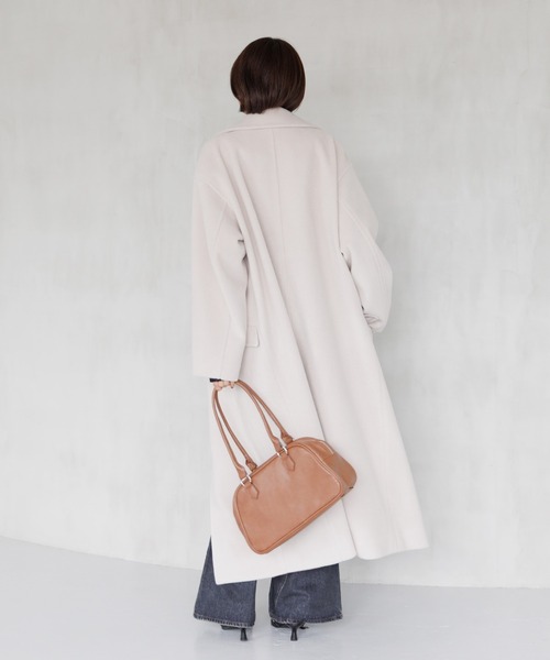 PAGEBOY（ページボーイ）の「ウーリーテックロングコート【スタンドネック＆ステンカラーでも使える】（チェスターコート・レディース・モスグリーン/ベージュ/ブラック・SMALL/MEDIUM）」の16枚目の写真