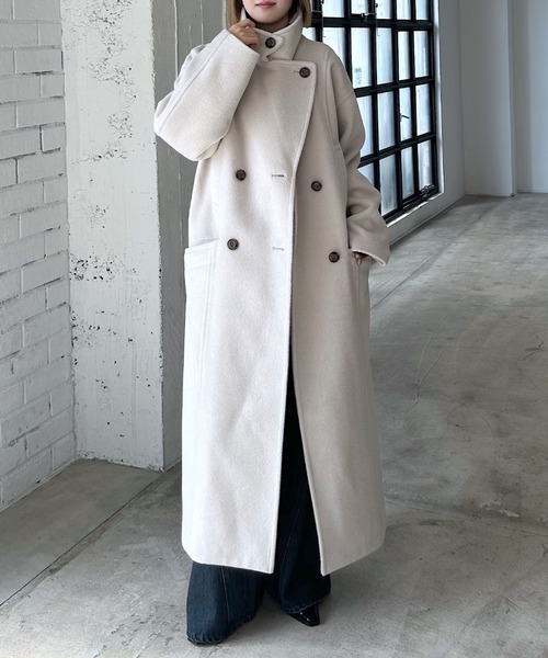 セール】ウーリーテックロングコート【スタンドネック＆ステンカラー