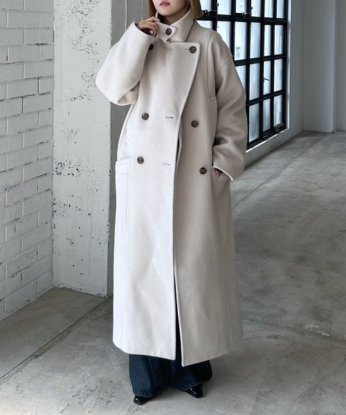 セール】ウーリーテックロングコート【スタンドネック＆ステンカラー