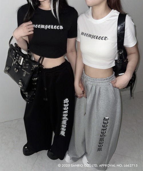 me+em select(ミームセレクト)の「【 HELLO KITTY × me+em select 】ハローキティグランジロゴショートちびTシャツ / Hello Kitty grunge logo short chibi T-shirt 【 セットアップ着用可能 】(Tシャツ/カットソー・レディース・ブラック/ホワイト・FREE)」の9枚目の写真