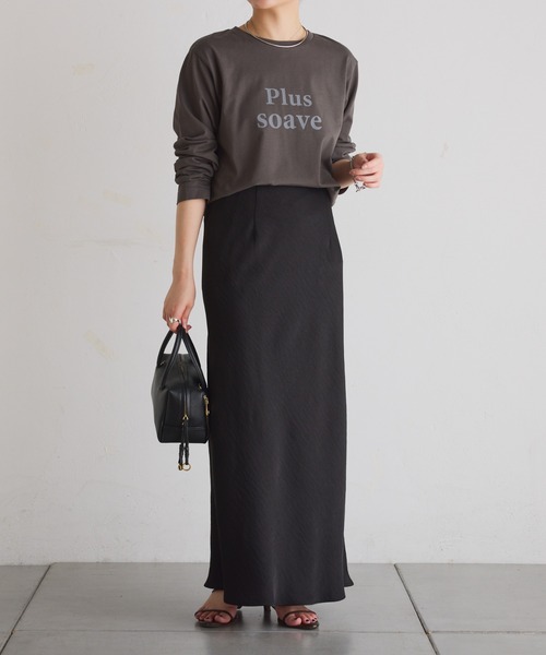 COLLAGE GALLARDAGALANTE(コラージュガリャルダガランテ)の「plus soave ロゴロンT(Tシャツ/カットソー・レディース・ホワイト/チャコールグレー・FREE)」の11枚目の写真