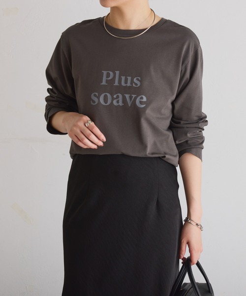 COLLAGE GALLARDAGALANTE(コラージュガリャルダガランテ)の「plus soave ロゴロンT(Tシャツ/カットソー・レディース・ホワイト/チャコールグレー・FREE)」の12枚目の写真
