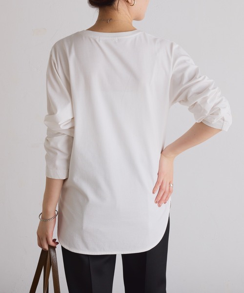 COLLAGE GALLARDAGALANTE(コラージュガリャルダガランテ)の「plus soave ロゴロンT(Tシャツ/カットソー・レディース・ホワイト/チャコールグレー・FREE)」の6枚目の写真