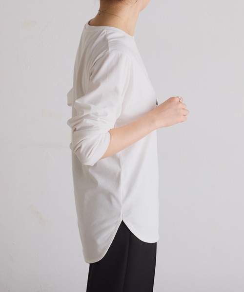 COLLAGE GALLARDAGALANTE(コラージュガリャルダガランテ)の「plus soave ロゴロンT(Tシャツ/カットソー・レディース・ホワイト/チャコールグレー・FREE)」の7枚目の写真