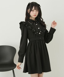 【新品タグ付き】ディアマイラブ 角襟十字架スタッズベルトティアードワンピース DearMyLove ワンピース 角襟十字架スタッズベルトティアードワンピース