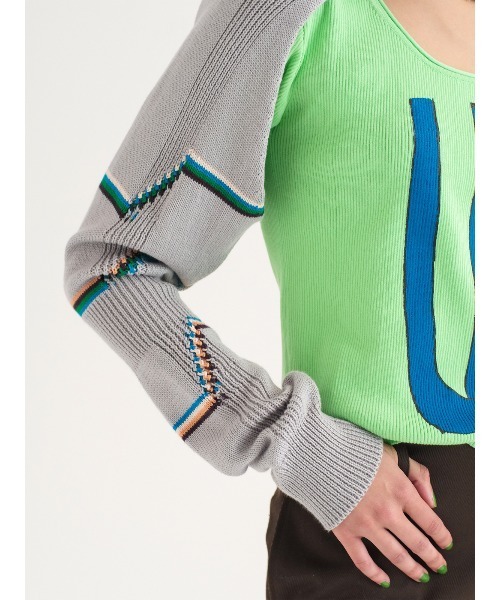 スドーク soduk 22AW ステッチネップヤーンニットトップ セーター 緑 soduk（スドーク）の「striped knit（ニット/セーター）」 - WEAR