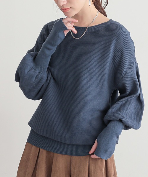 n'OrLABEL(ノアールレーベル)の「『指穴ボリューム袖ニット』(ニット/セーター・レディース・ブラック/ネイビー/ブラウン/ブルーグリーン/ライトブルー・1/2)」の4枚目の写真