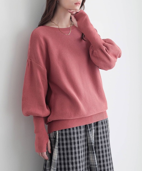 n'OrLABEL(ノアールレーベル)の「『指穴ボリューム袖ニット』(ニット/セーター・レディース・ブラック/ネイビー/ブラウン/ブルーグリーン/ライトブルー・1/2)」の9枚目の写真