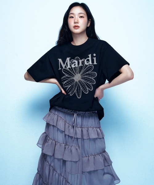 Mardi Mercredi(マルディメクルディ)の「UNISEX TSHIRT FLOWERMARDI / ユニセックス Tシャツ フラワーマルディ(Tシャツ/カットソー・レディース・ネイビー/アイボリー/ブラウン/ブラック×ベージュ/ブラック×グリーン/クリーム/ネイビー系1/チャコール・FREE)」の16枚目の写真