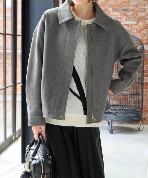 Honeys（ハニーズ）の「【抗菌防臭・静電気軽減】衿付ブルゾン（ブルゾン・レディース・キャメル/ブラック/グレイッシュベージュ/杢グレー・S/M/LL/L）」の3枚目の写真