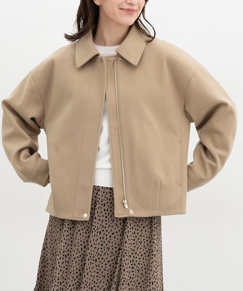 Honeys（ハニーズ）の「【抗菌防臭・静電気軽減】衿付ブルゾン（ブルゾン・レディース・キャメル/ブラック/グレイッシュベージュ/杢グレー・S/M/LL/L）」の4枚目の写真