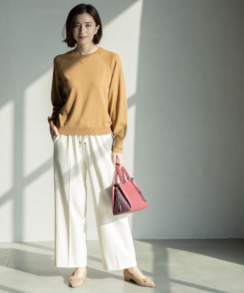 OPAQUE.CLIP（オペークドットクリップ）の「ウォームタッチ イージーワイドパンツ【洗濯機洗OK/ストレッチ】≪SS～LL≫（その他パンツ・レディース・チャコールグレー/キャメル/ブラック/オフホワイト・40/38/36/34/42）」の5枚目の写真