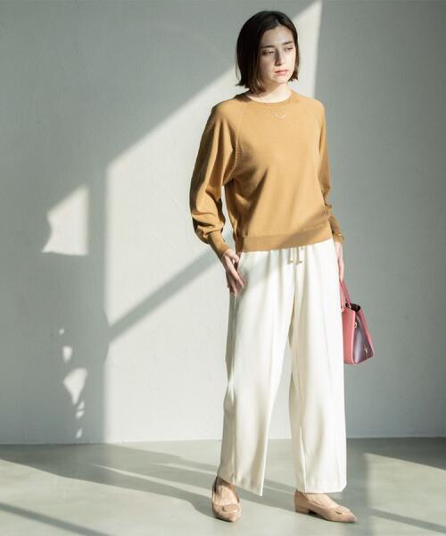 OPAQUE.CLIP（オペークドットクリップ）の「ウォームタッチ イージーワイドパンツ【洗濯機洗OK/ストレッチ】≪SS～LL≫（その他パンツ・レディース・チャコールグレー/キャメル/ブラック/オフホワイト・40/38/36/34/42）」の6枚目の写真