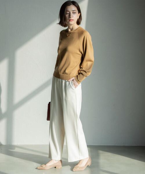 OPAQUE.CLIP（オペークドットクリップ）の「ウォームタッチ イージーワイドパンツ【洗濯機洗OK/ストレッチ】≪SS～LL≫（その他パンツ・レディース・チャコールグレー/キャメル/ブラック/オフホワイト・40/38/36/34/42）」の8枚目の写真