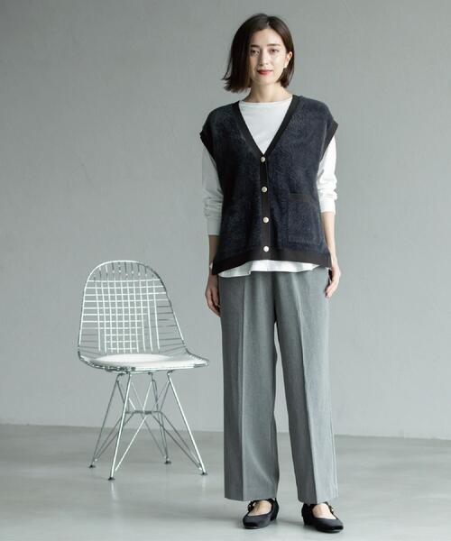 OPAQUE.CLIP（オペークドットクリップ）の「ウォームタッチ イージーワイドパンツ【洗濯機洗OK/ストレッチ】≪SS～LL≫（その他パンツ・レディース・チャコールグレー/キャメル/ブラック/オフホワイト・40/38/36/34/42）」の10枚目の写真