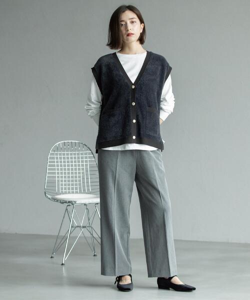 OPAQUE.CLIP（オペークドットクリップ）の「ウォームタッチ イージーワイドパンツ【洗濯機洗OK/ストレッチ】≪SS～LL≫（その他パンツ・レディース・チャコールグレー/キャメル/ブラック/オフホワイト・40/38/36/34/42）」の11枚目の写真