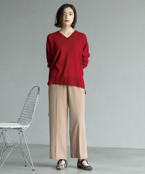 OPAQUE.CLIP（オペークドットクリップ）の「ウォームタッチ イージーワイドパンツ【洗濯機洗OK/ストレッチ】≪SS～LL≫（その他パンツ・レディース・チャコールグレー/キャメル/ブラック/オフホワイト・40/38/36/34/42）」の18枚目の写真