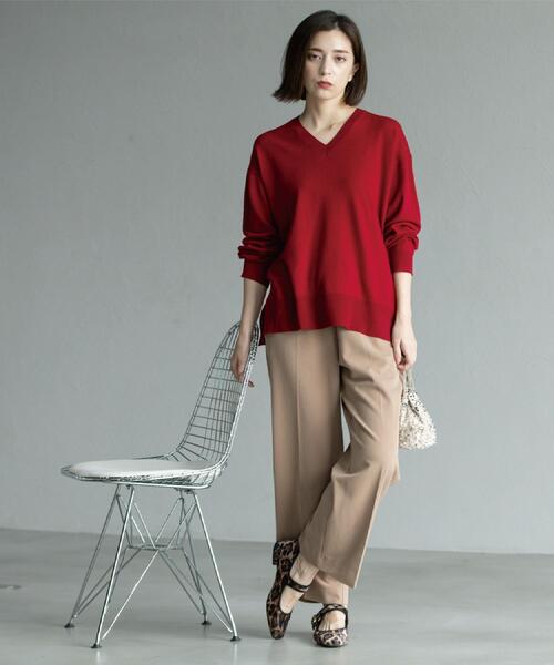 OPAQUE.CLIP（オペークドットクリップ）の「ウォームタッチ イージーワイドパンツ【洗濯機洗OK/ストレッチ】≪SS～LL≫（その他パンツ・レディース・チャコールグレー/キャメル/ブラック/オフホワイト・40/38/36/34/42）」の20枚目の写真