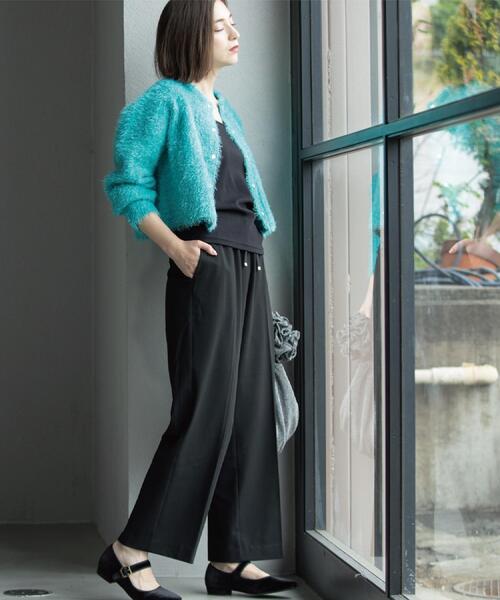 OPAQUE.CLIP（オペークドットクリップ）の「ウォームタッチ イージーワイドパンツ【洗濯機洗OK/ストレッチ】≪SS～LL≫（その他パンツ・レディース・チャコールグレー/キャメル/ブラック/オフホワイト・40/38/36/34/42）」の5枚目の写真