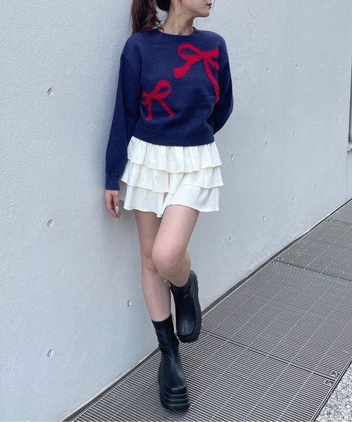 one way（ワンウェイ）の「フェザーリボンロゴニット（ニット/セーター・レディース・グレー/ブラウン/ネイビー/ライトブルー/ブルー/ピンク・FREE）」の10枚目の写真