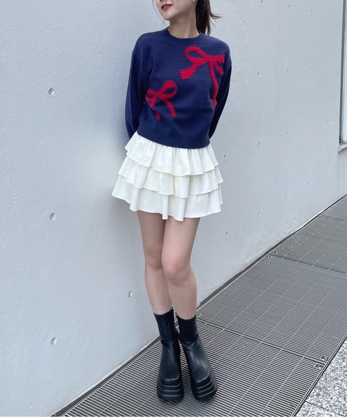 one way（ワンウェイ）の「フェザーリボンロゴニット（ニット/セーター・レディース・グレー/ブラウン/ネイビー/ライトブルー/ブルー/ピンク・FREE）」の11枚目の写真