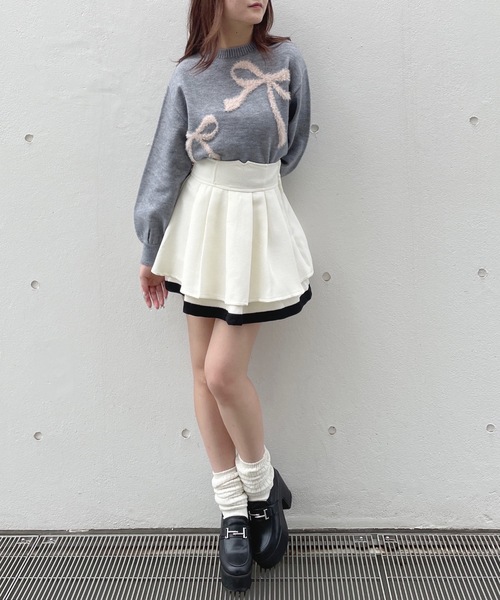 one way（ワンウェイ）の「フェザーリボンロゴニット（ニット/セーター・レディース・グレー/ブラウン/ネイビー/ライトブルー/ブルー/ピンク・FREE）」の12枚目の写真