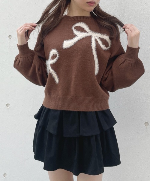 one way（ワンウェイ）の「フェザーリボンロゴニット（ニット/セーター・レディース・グレー/ブラウン/ネイビー/ライトブルー/ブルー/ピンク・FREE）」の14枚目の写真