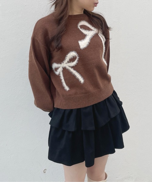 one way（ワンウェイ）の「フェザーリボンロゴニット（ニット/セーター・レディース・グレー/ブラウン/ネイビー/ライトブルー/ブルー/ピンク・FREE）」の15枚目の写真