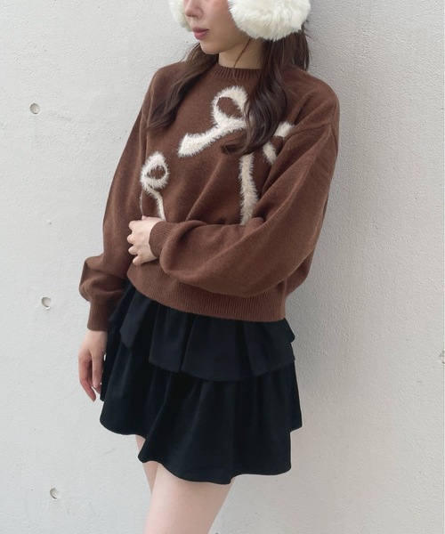 one way（ワンウェイ）の「フェザーリボンロゴニット（ニット/セーター・レディース・グレー/ブラウン/ネイビー/ライトブルー/ブルー/ピンク・FREE）」の16枚目の写真