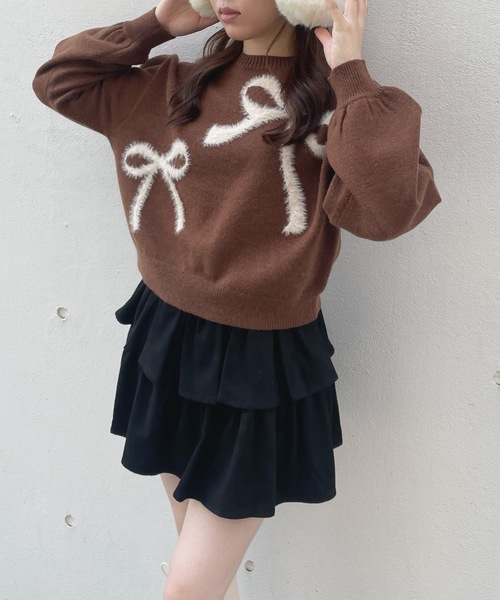 one way（ワンウェイ）の「フェザーリボンロゴニット（ニット/セーター・レディース・グレー/ブラウン/ネイビー/ライトブルー/ブルー/ピンク・FREE）」の17枚目の写真