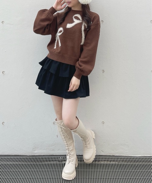 one way（ワンウェイ）の「フェザーリボンロゴニット（ニット/セーター・レディース・グレー/ブラウン/ネイビー/ライトブルー/ブルー/ピンク・FREE）」の18枚目の写真