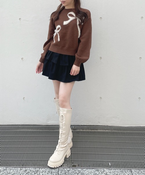 one way（ワンウェイ）の「フェザーリボンロゴニット（ニット/セーター・レディース・グレー/ブラウン/ネイビー/ライトブルー/ブルー/ピンク・FREE）」の19枚目の写真