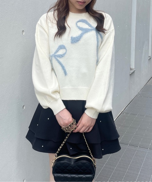 one way（ワンウェイ）の「フェザーリボンロゴニット（ニット/セーター・レディース・グレー/ブラウン/ネイビー/ライトブルー/ブルー/ピンク・FREE）」の20枚目の写真