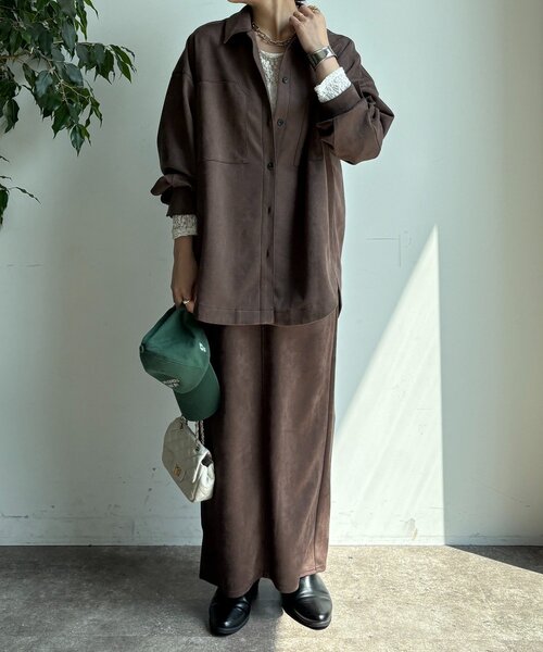 セール】スウェードダンボールシャツ（シャツ/ブラウス）｜DouDou