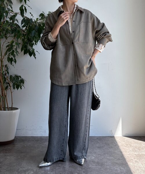 セール】スウェードダンボールシャツ（シャツ/ブラウス）｜DouDou